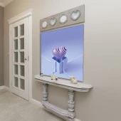 Baskılı Duvar Örtüsü Somon Renklerle Çiçekkten Dağılan Kalpler Desenli - 7