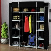 Teknor Metal Profil Çift Yandan Raflı ve Askılıklı Bez Dolap - Siyah - 2