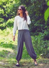 Dökümlü Beli Lastikli Tribal Desen Kadın Şalvar Pantolon - 1