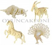 3D Ahşap 158 Parça Hayvanlar Alemi Puzzle Maket Oyuncak Maket - 1