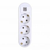 Smart Socket Üçlü Fiş Priz 2xUSB Golyad Beyaz - 1