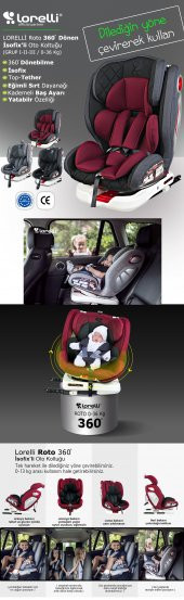 Lorelli Roto 360' Dönebilen İsofix'li 0-36 Kg 9 Ay-12 Yaş Bebek Çocuk Oto Koltuğu - 5