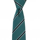 Brianze Lacivert Çizgili Turkuaz Mendilli Kravat thumbnail 1