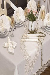 Serenay Masa Örtüsü 26 Parça Krem thumbnail 6