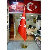 Makam Türk Bayrağı + Pirinç Makam Direği -Flama Takımı - 1