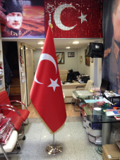 Makam Bayrağı'' Makam Türk Bayrağı'' 225cm Krom Makam Direği'' Telalı - 1