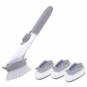 3 Başlıklı Deterjan Hazneli Bulaşık Fırçası Lavabo Fırçası thumbnail 2