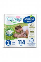 Paddlers Pure Bebek Bezi 2 Numara Mini 114 Adet (3-6 Kg) Aylık Fırsat Paketi - 5