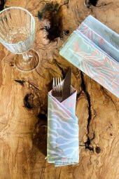 4lü Organik Kumaşlı Pembe Mercan Servis Sunum Peçetesi - 1