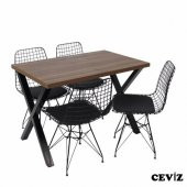Masa Sandalye Takımı X Ayaklı Masa Tel Sandalye Mutfak Masası Bahçe Balkon Masası - 1