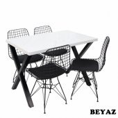 Masa Sandalye Takımı X Ayaklı Masa Tel Sandalye Mutfak Masası Bahçe Balkon Masası - 2