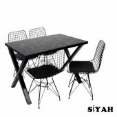 Masa Sandalye Takımı X Ayaklı Masa Tel Sandalye Mutfak Masası Bahçe Balkon Masası - 4