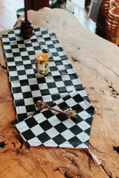 Damalı Duck Keten Runner - 1