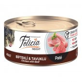 Felicia Tahılsız 85 gr Konserve Biftekli-Tavuklu Kıyılmış Yaş Kedi Maması 24 Adet - 2