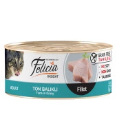 Felicia Tahılsız 85 gr Konserve Ton Balıklı Fileto Yaş Kedi Maması 24 Adet - 1