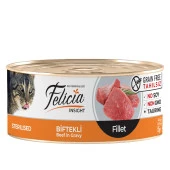 Felicia Tahılsız 85 gr Konserve Sterilised-Biftekli Fileto Yaş Kedi Maması 24 Adet thumbnail 1