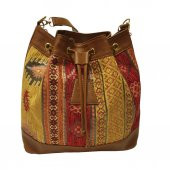 Sarı Kilim Desenli Torba Model Bayan El ve Omuz Çantası - 1
