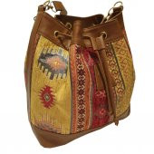 Sarı Kilim Desenli Torba Model Bayan El ve Omuz Çantası - 2