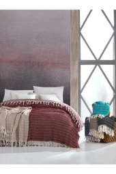 Cotton Box Çift Kişilik Saçaklı Pike - Kahve Ekru - 2