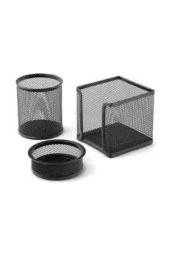 Globox Masa Seti Ataşlık-Kağıtlık-Kalemlik 3 LÜ Metal Perforeli Siyah 6643 - 1