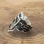 925 Ayar Gümüş Ay Yıldız Başparmak Zihgir Yüzüğü thumbnail 2