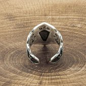 925 Ayar Gümüş Ay Yıldız Başparmak Zihgir Yüzüğü thumbnail 3