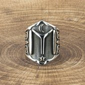 Ay Yıldız Kayı Boyu Zihgir Gümüş Yüzük thumbnail 4