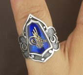 925 Ayar Gümüş Osmanlı Tuğralı Zihgir Yüzüğü thumbnail 5