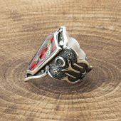 925 Ayar Gümüş Ay Yıldız Başparmak Zihgir Yüzüğü thumbnail 2