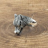 925 Ayar Gümüş Kurt Kafası Motifli Yüzük thumbnail 1