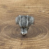 925 Ayar Gümüş Kurt Kafası Motifli Yüzük thumbnail 4