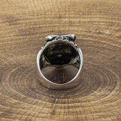 925 Ayar Gümüş Kurt Kafası Desenli Yüzük thumbnail 3