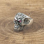 925 Ayar Gümüş Kuru Kafa Motifli Yüzük thumbnail 1