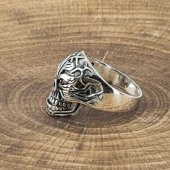 925 Ayar Gümüş Kuru Kafa Motifli Yüzük thumbnail 2