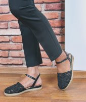 Dolgu Topuklu Siyah Kadın Espadril - 1