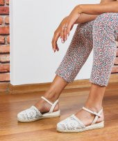 Dolgu Topuklu Gümüş Kadın Espadril - 1