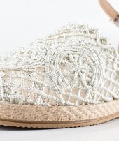 Dolgu Topuklu Gümüş Kadın Espadril - 4