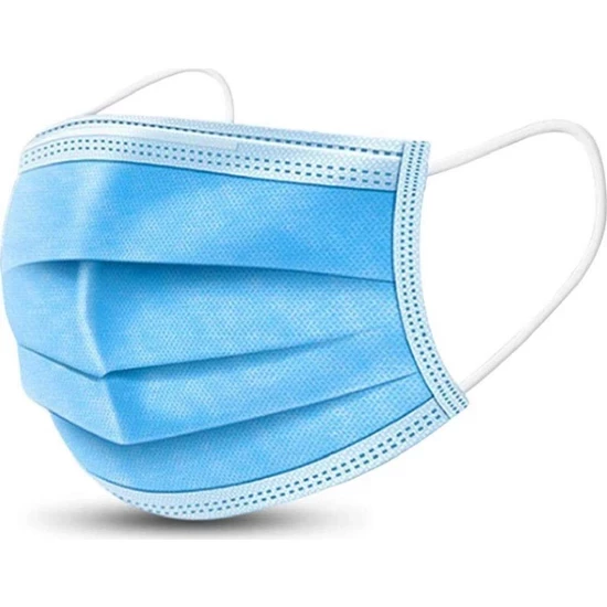 3 KATLI TELLİ CERRAHİ MASKE 5 ADET MAVİ - 1