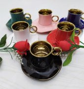 Arow Lüx Renkli Kahve Fincan Takımı 6 Kişilik-6 Renk - 1