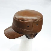 Castro Model Kiremit Renk Deri Şapka - 6