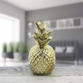 7x15cm Ananas Metalize Dekor Biblo - 1