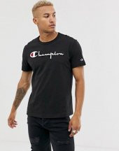 Champion Klasik Logo İşleme Unisex Tişört Siyah - 1
