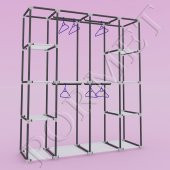 TEKNOR Metal Profil Çift Raf Çift Askılık Lüks Bez Dolap - Gri - 4