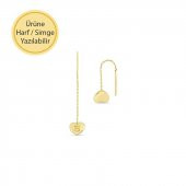 14 Ayar Sade Altın Sallantılı Kalp Küpe thumbnail 1