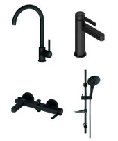 Gpd Gildo Siyah Armatür Musluk Batarya Banyo Seti MLB165-S MBB165-S MTE165-S DST57-S thumbnail 1