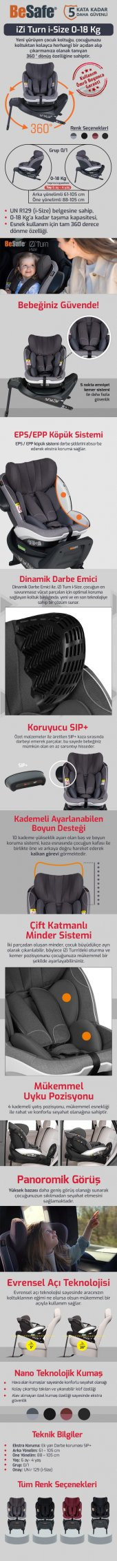 Besafe İzi Turn İ-size 0-18 Kg 360 Dönebilen İsofix Oto Koltuğu - 11