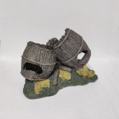 İkili Fıçı Akvaryum Aksesuarı Dekoru 26x19 Cm - 1