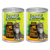 Jungle Kuzu Etli Sebzeli Konserve Kedi Maması 415 gr x 2 Adet - 1