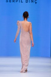 Serpil Dinç Drape Detay Yırtmaçlı Pudra Pembe Elbise - 2
