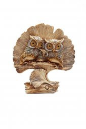 Dekoratif Baykuş Ailesi Polyester Biblo 25 cm - 1